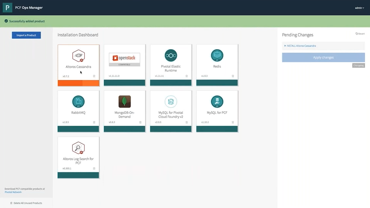 PCF Pivotal Cloud Foundry Import Altoros Cassandra v2