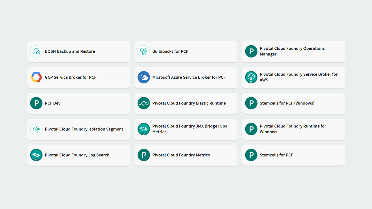 PCF Pivotal Cloud Foundry Tiles available